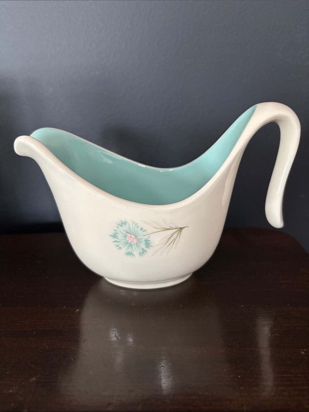Taylor Smith Taylor Gravy Boat or Creamer Boutonniere Blue Flower Ever Yours MCM